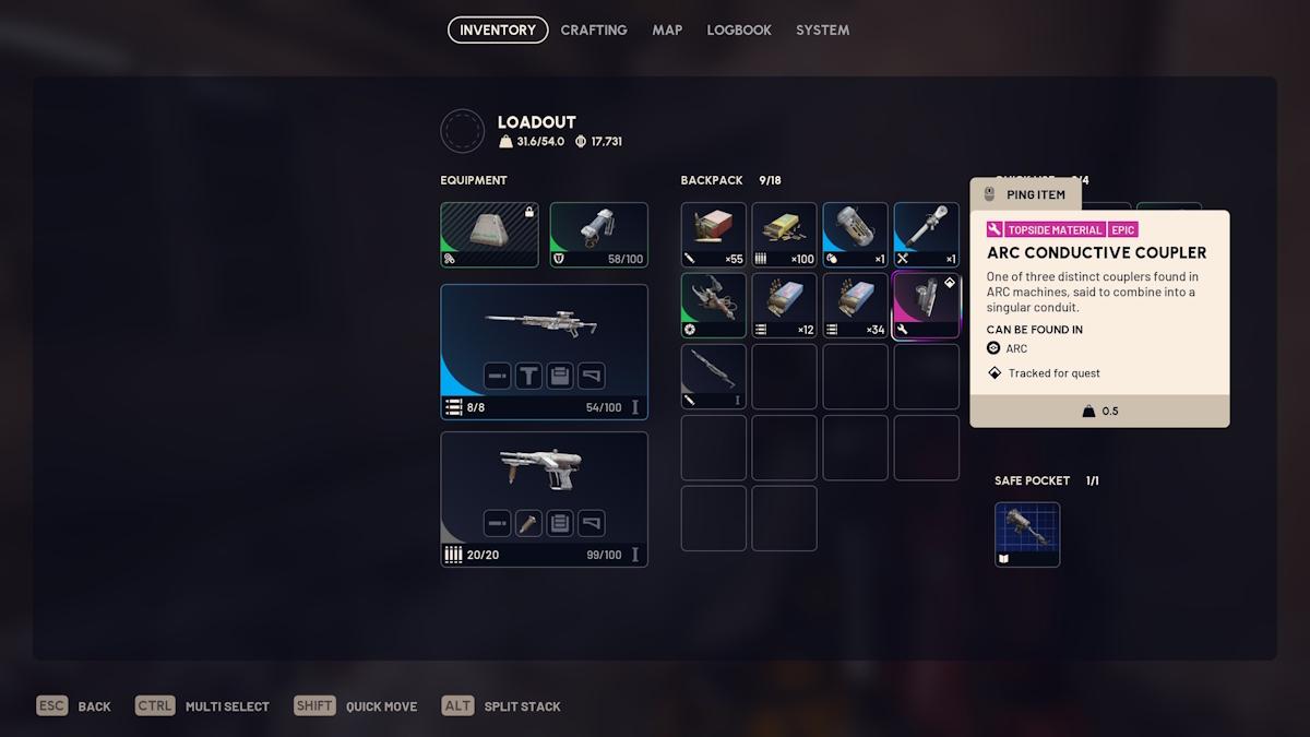 ARC Conductive Coupler in loadout in Arc Raiders